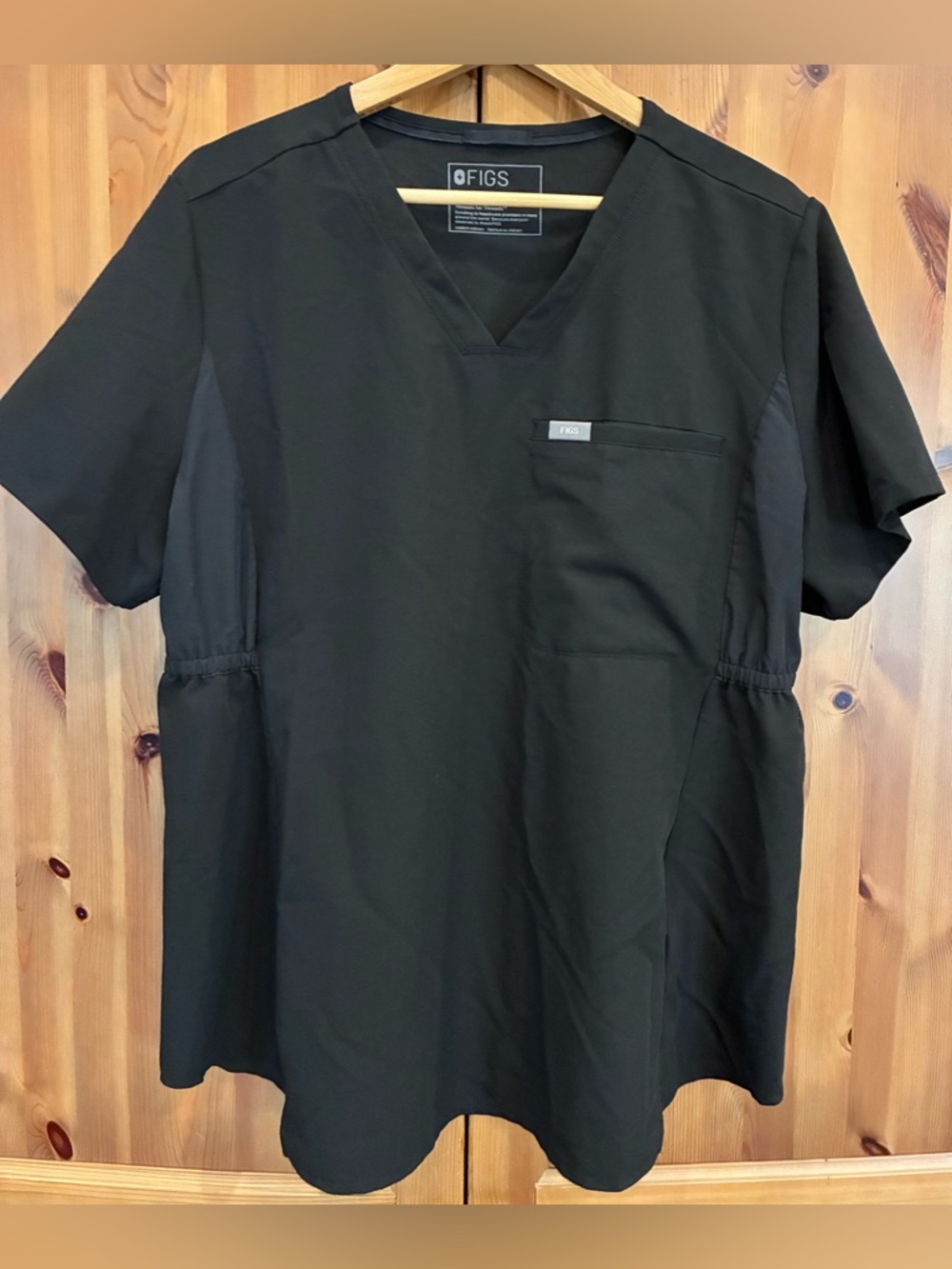 Figs Octavia Maternity Scrub Top Women’s Shirt Black Short Sleeve XXL Stretch